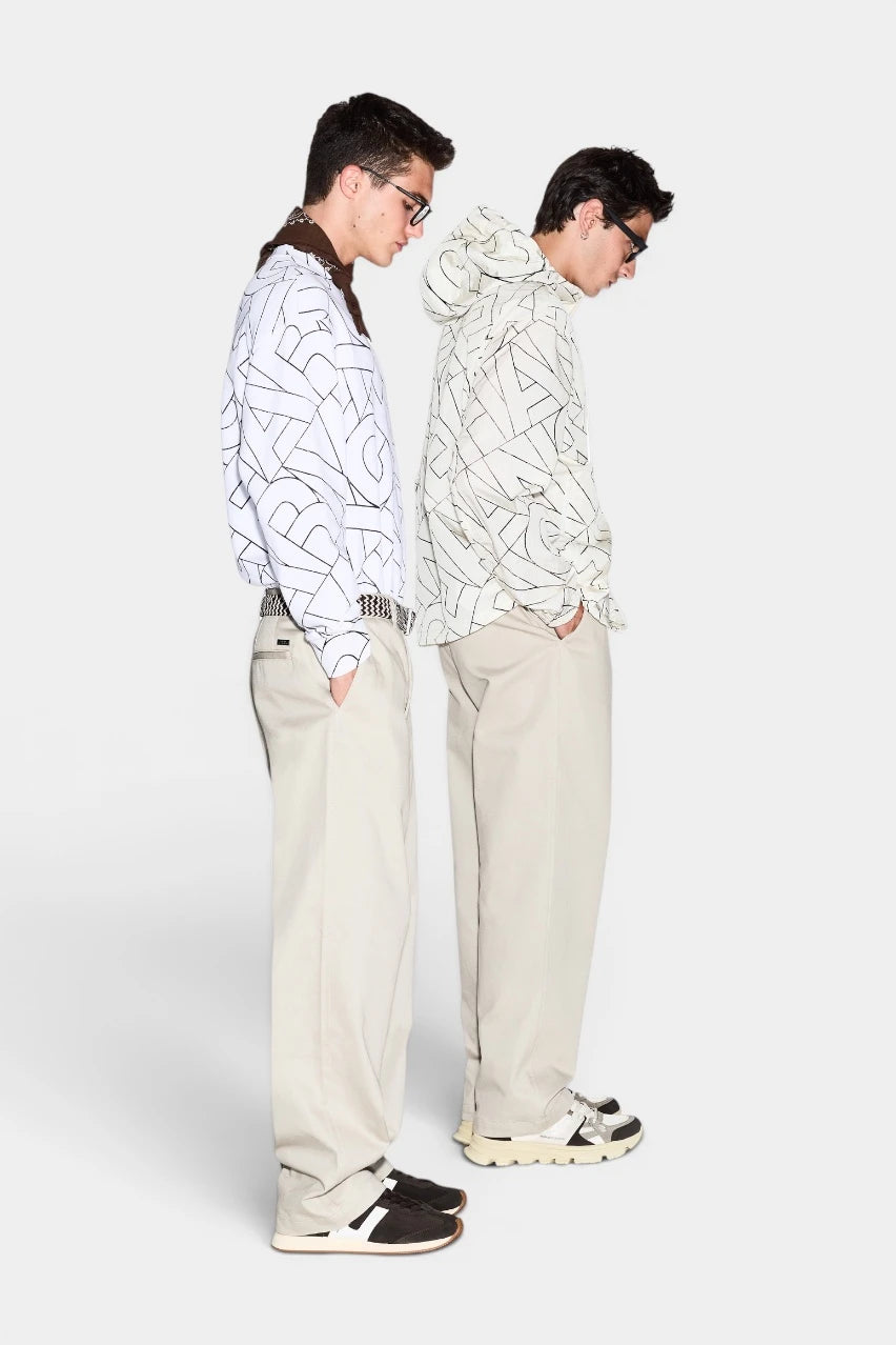 Ultra-lightweight milky-white technical nylon windbreaker