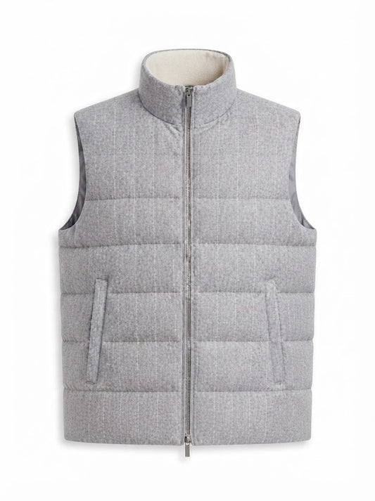 Grey striped down vest
