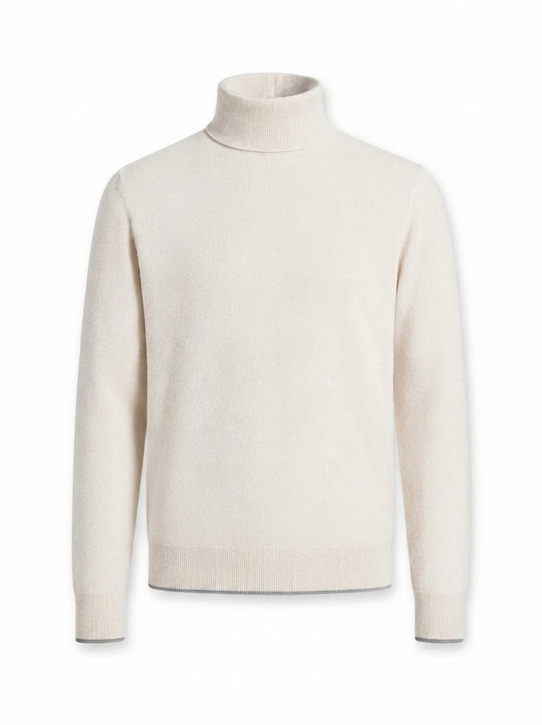 Cream wool and cashmere turtleneck