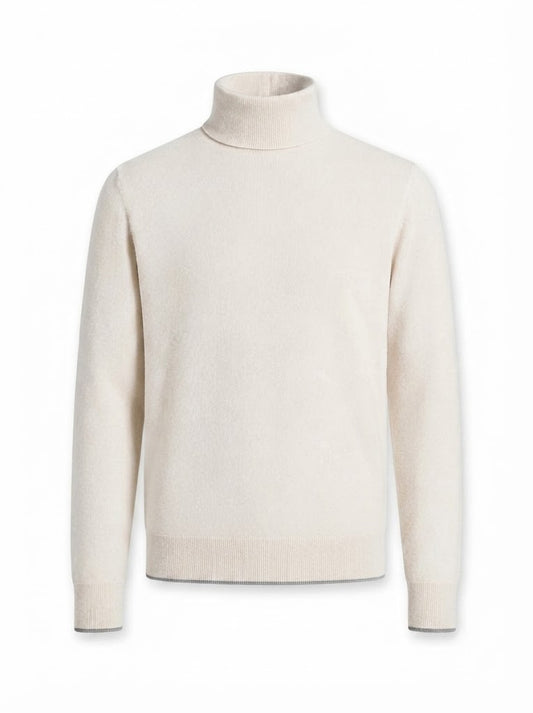Cream wool and cashmere turtleneck