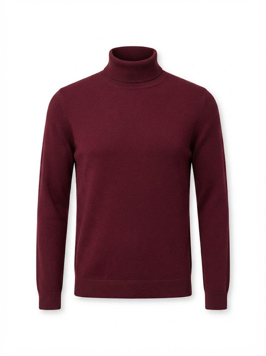 Solid burgundy wool turtleneck