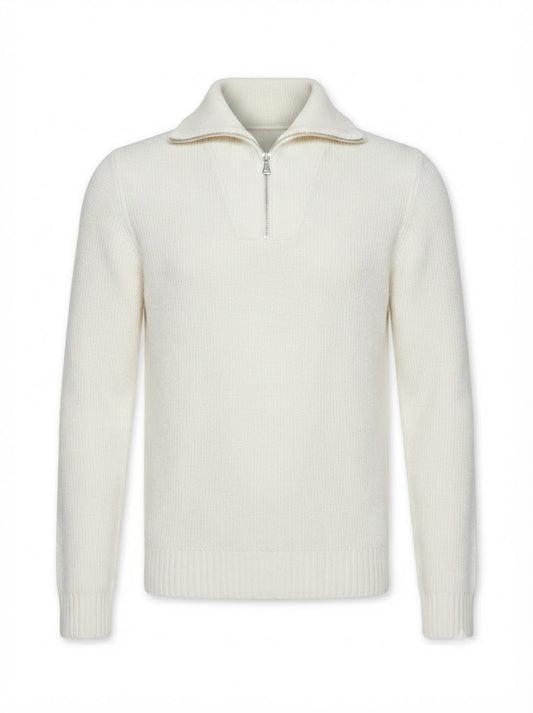 Cream wool sweater with a chunky collar