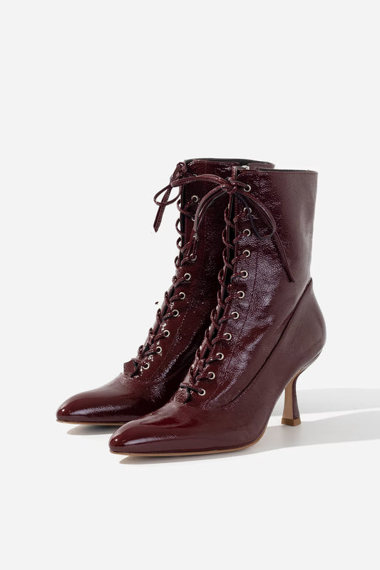 ROSIE burgundy leather ankle boots
