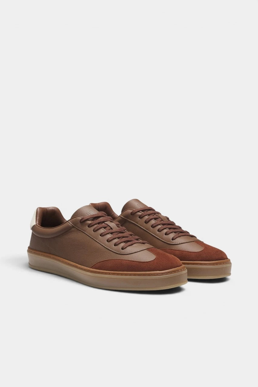 Brown leather sneakers