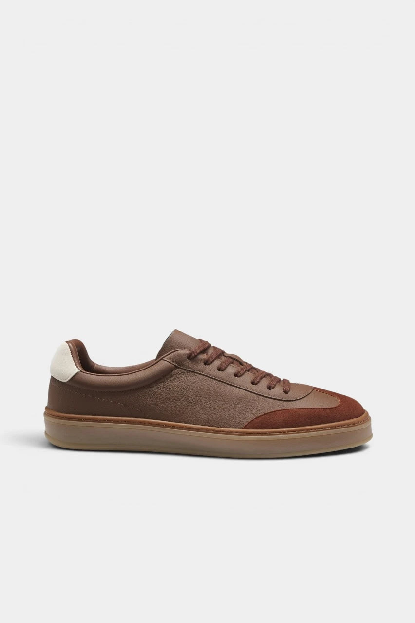 Brown leather sneakers