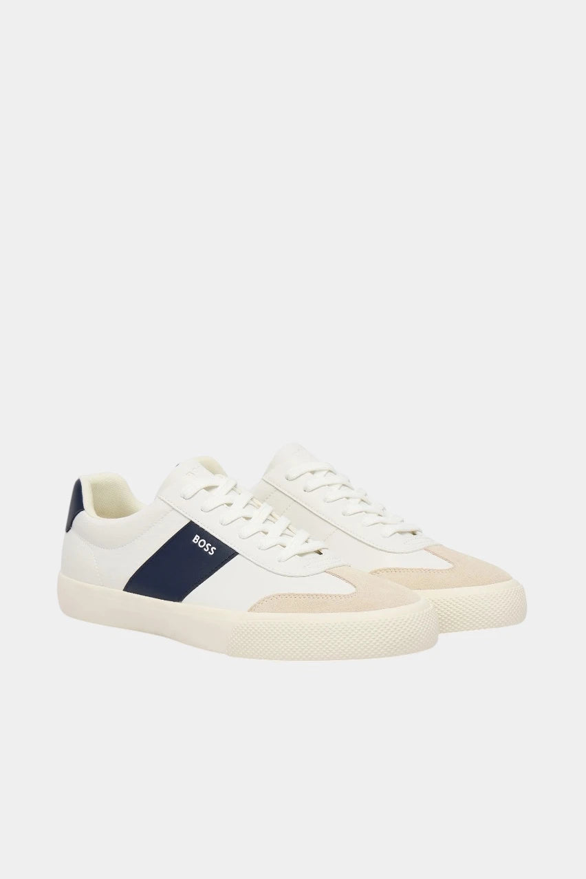 White sneakers with leather inserts