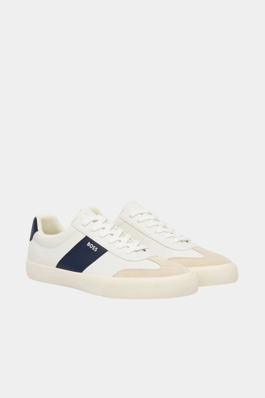 White sneakers with leather inserts