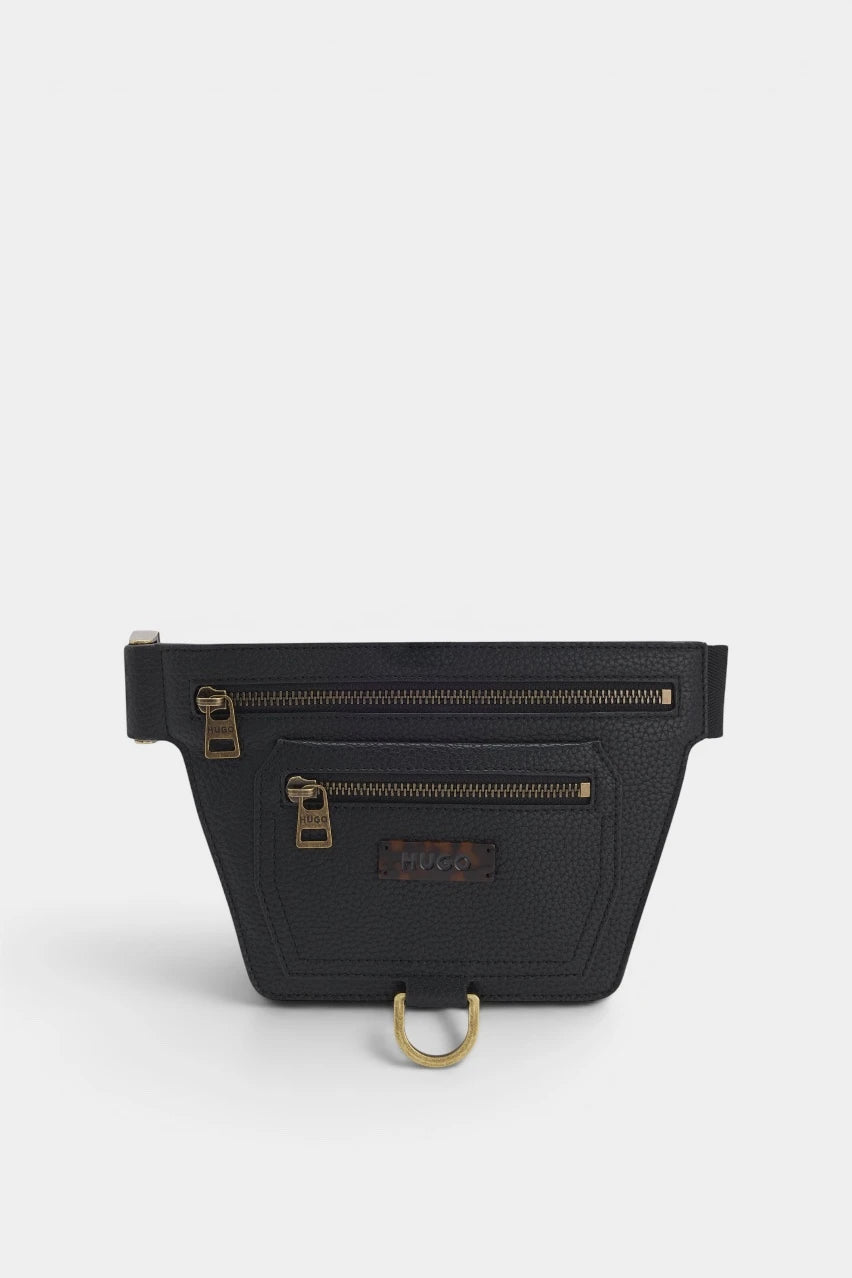 Black waist bag with vintage-style hardware
