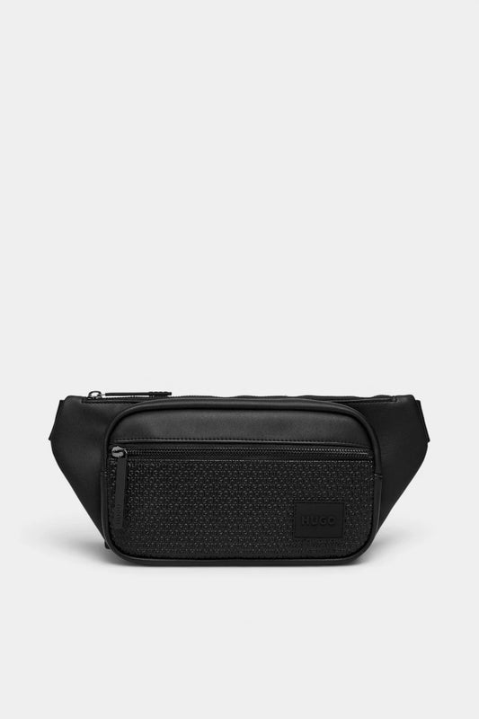 Black eco-leather waist bag