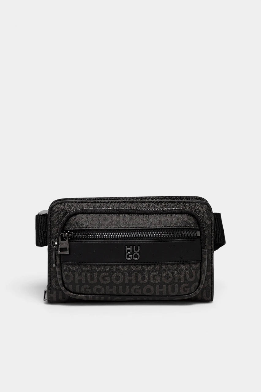 Black eco-leather waist bag