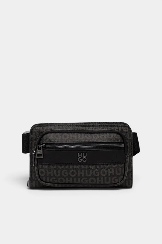 Black eco-leather waist bag