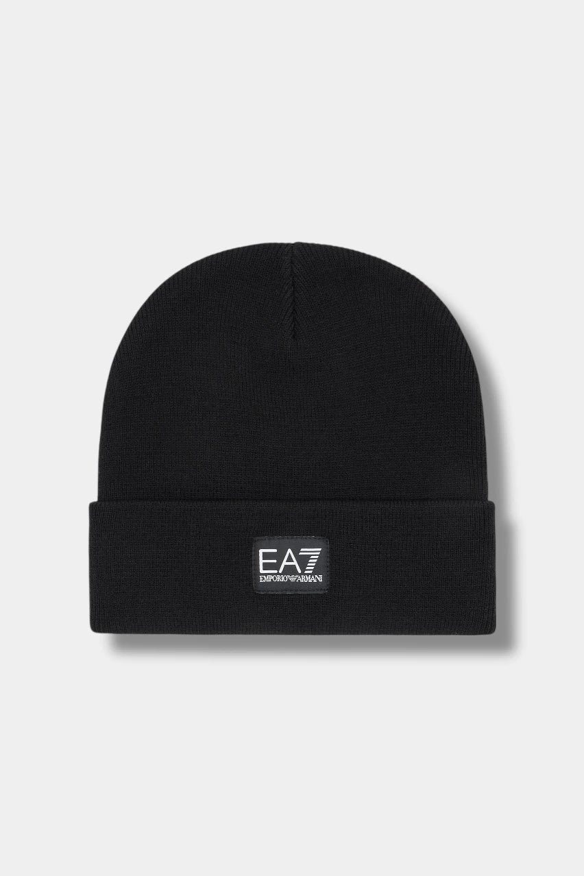 Black technical fabric beanie