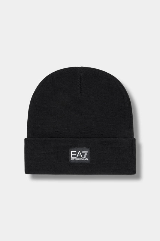 Black technical fabric beanie
