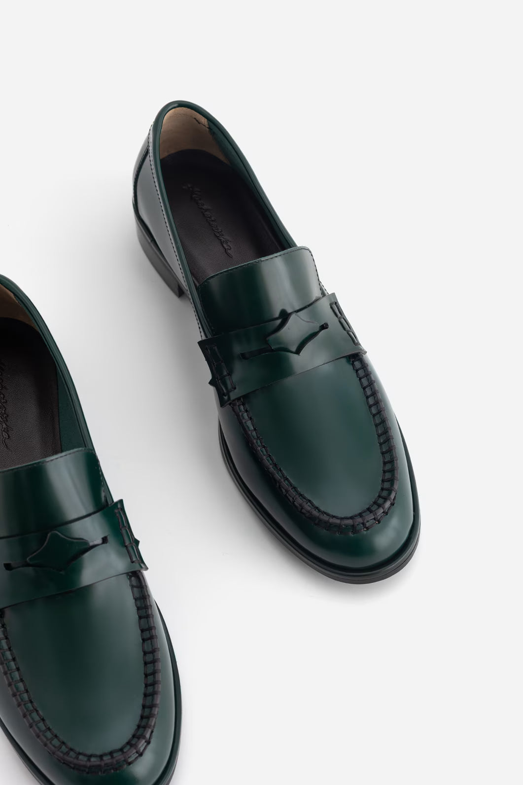 DUCKY dark green leather loafers