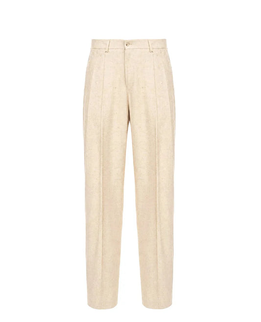 Hemp and silk trousers with a tweed effect