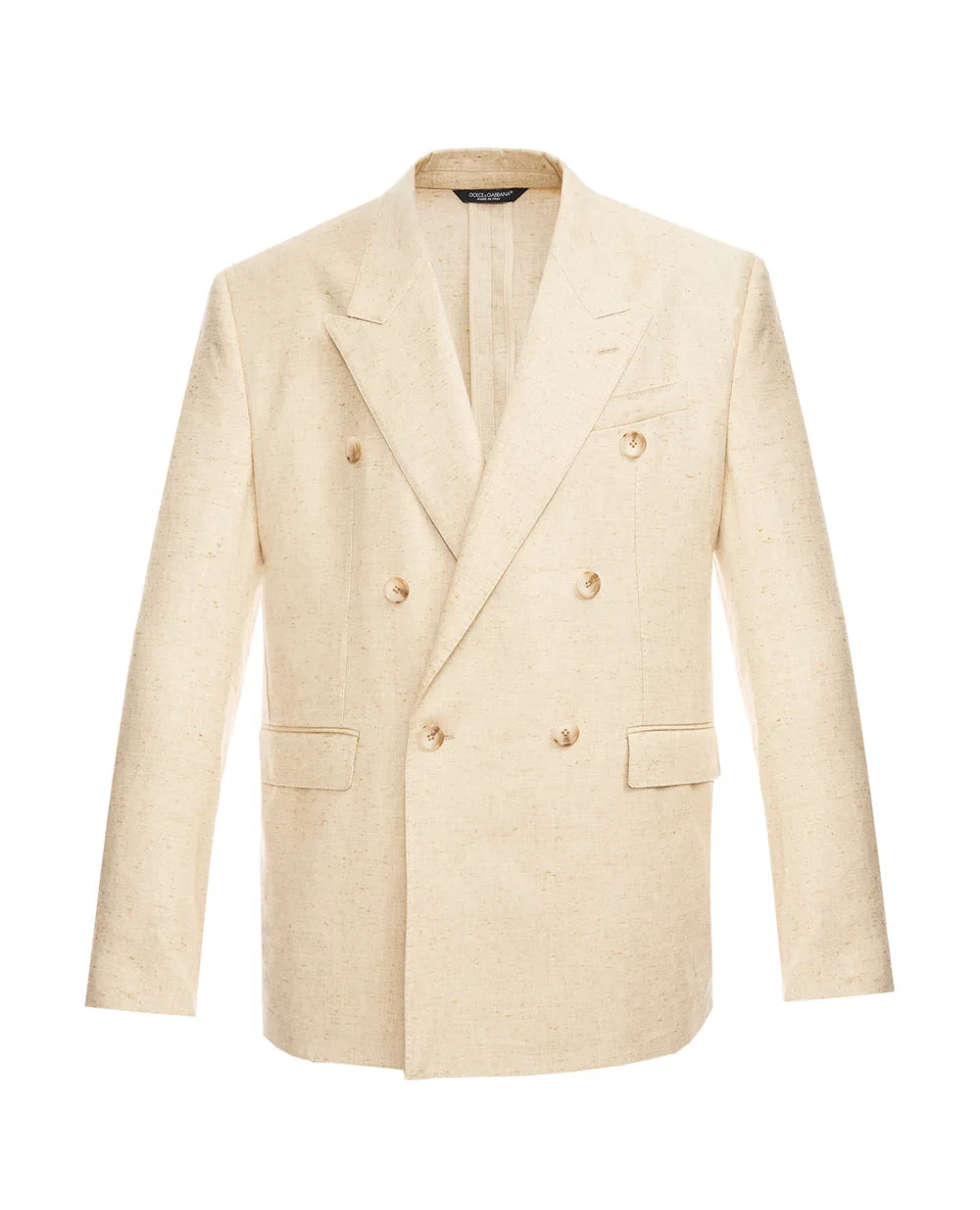 Double-breasted silk and hemp jacket with a tweed effect